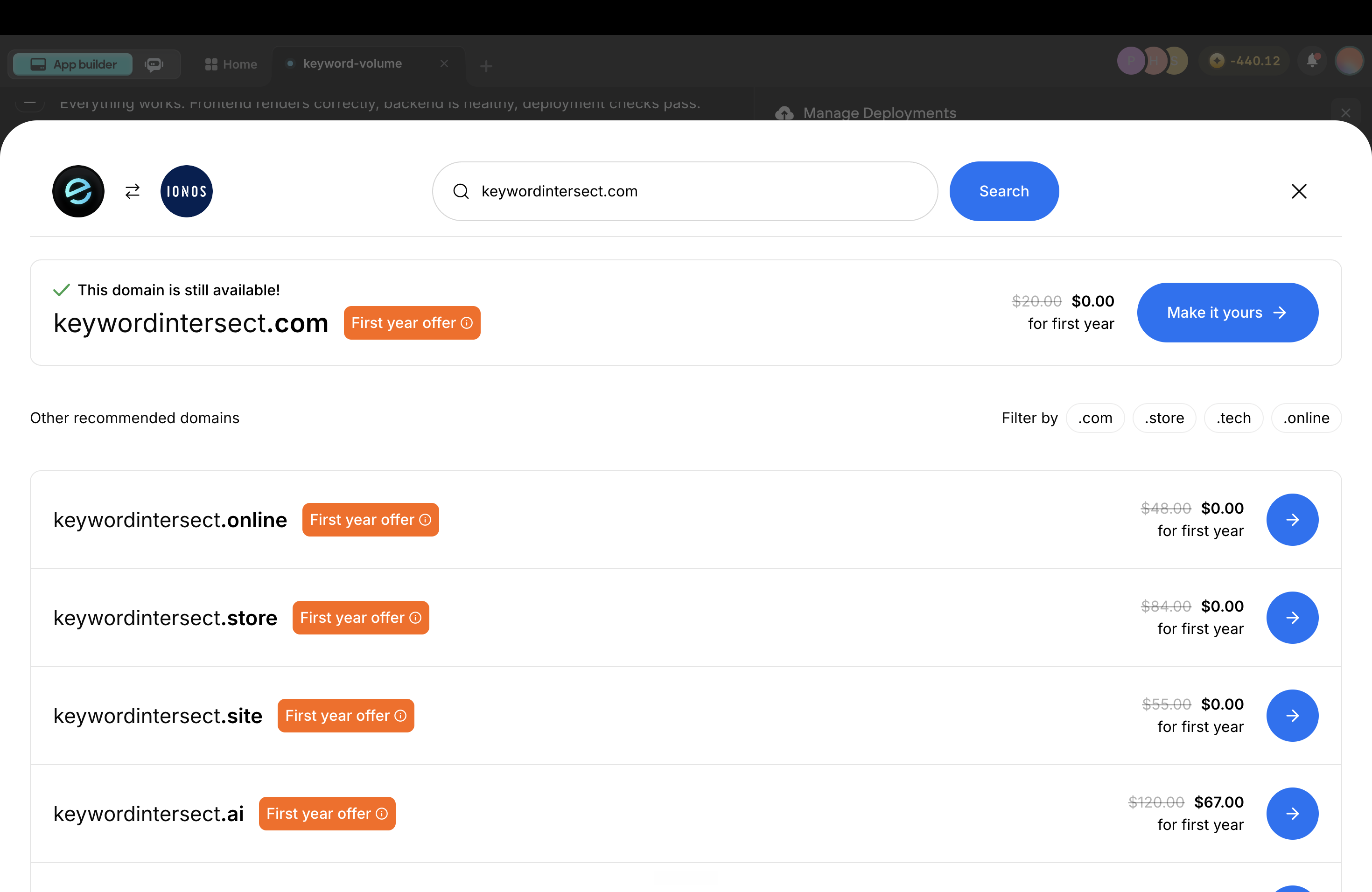 search for available domains