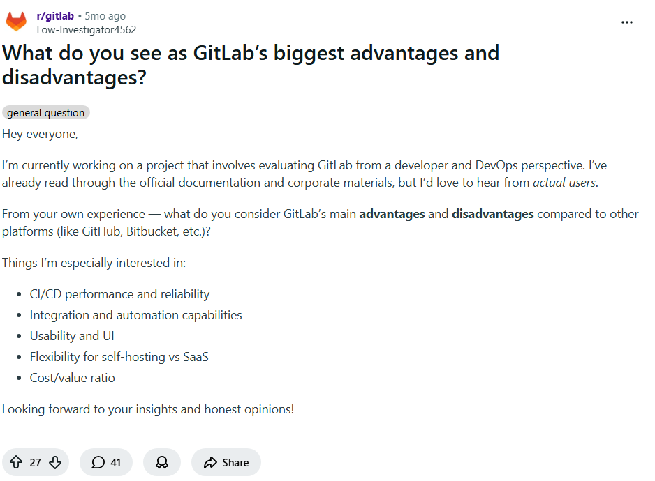 Reddit Post on Gitlab 