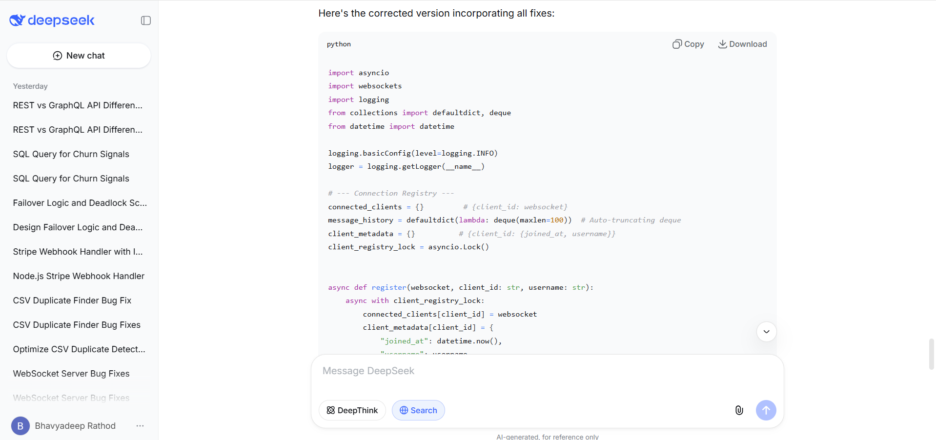 Tested DeepSeek V3 for debugging task