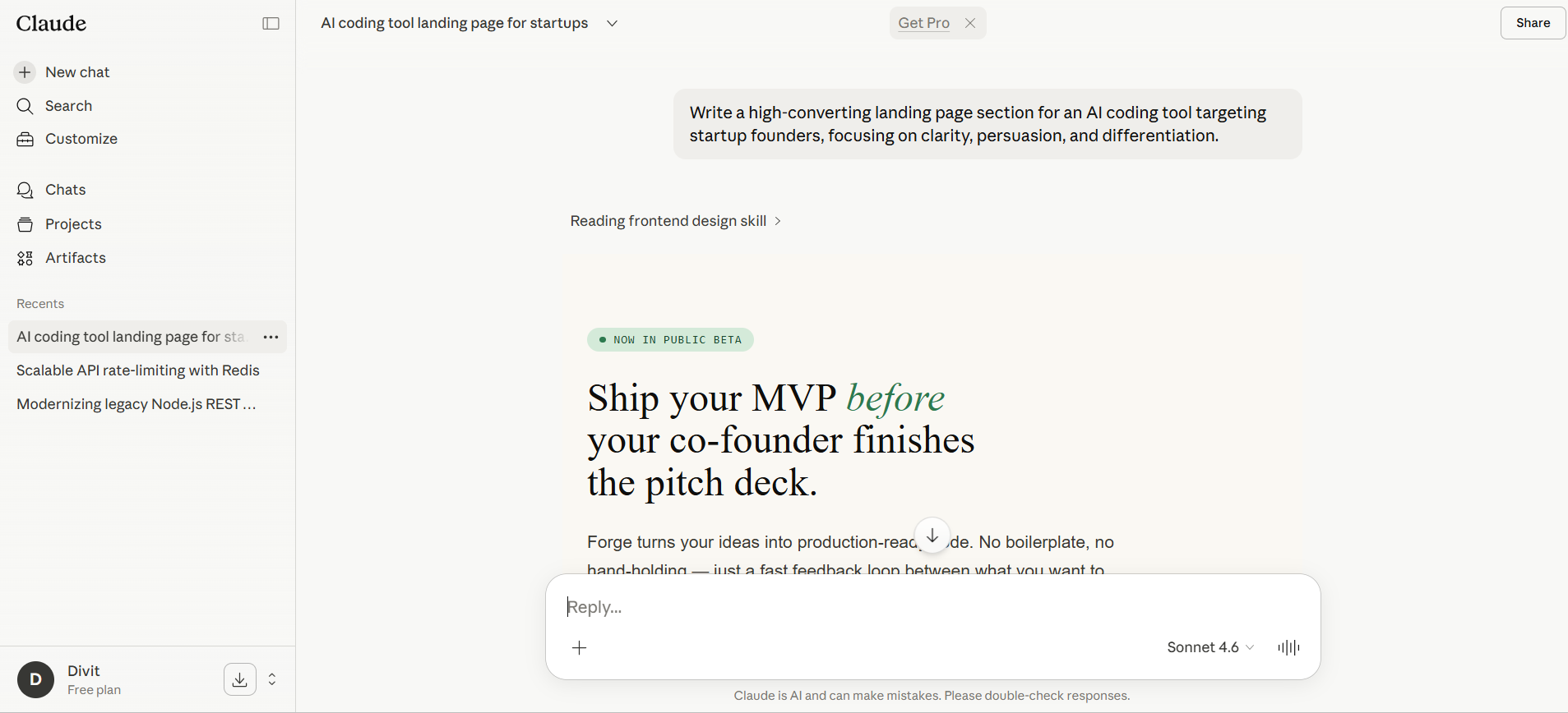claude output for content creation and writing