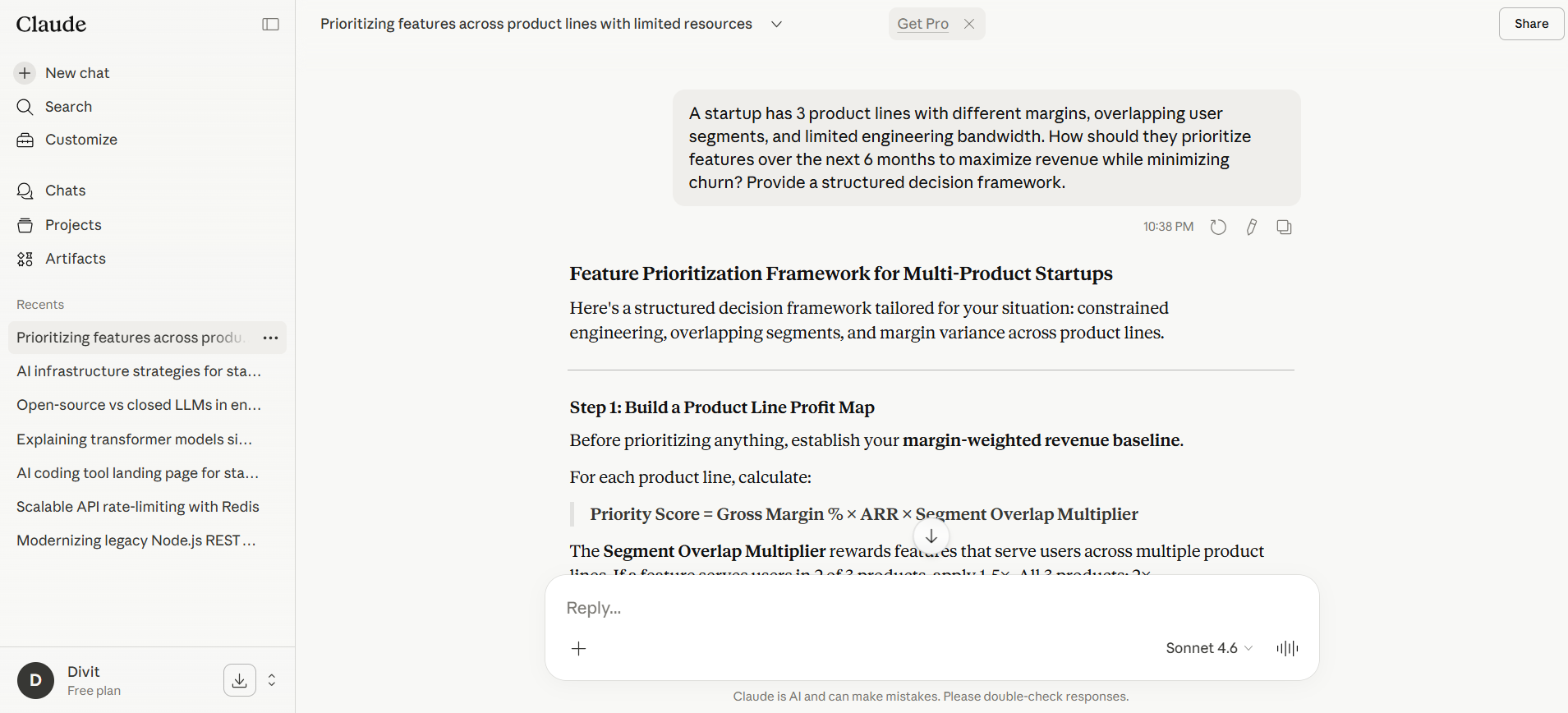 claude output for reasoning ability