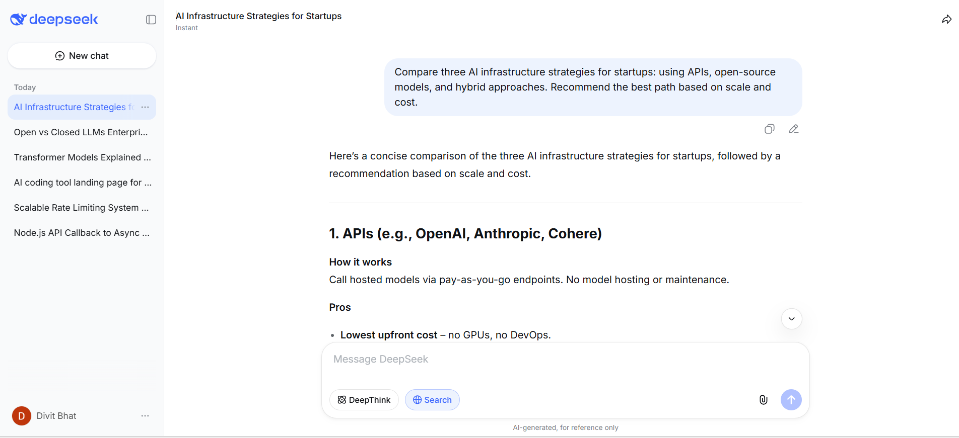 deepseek output for compare three ai infrastructure strategies