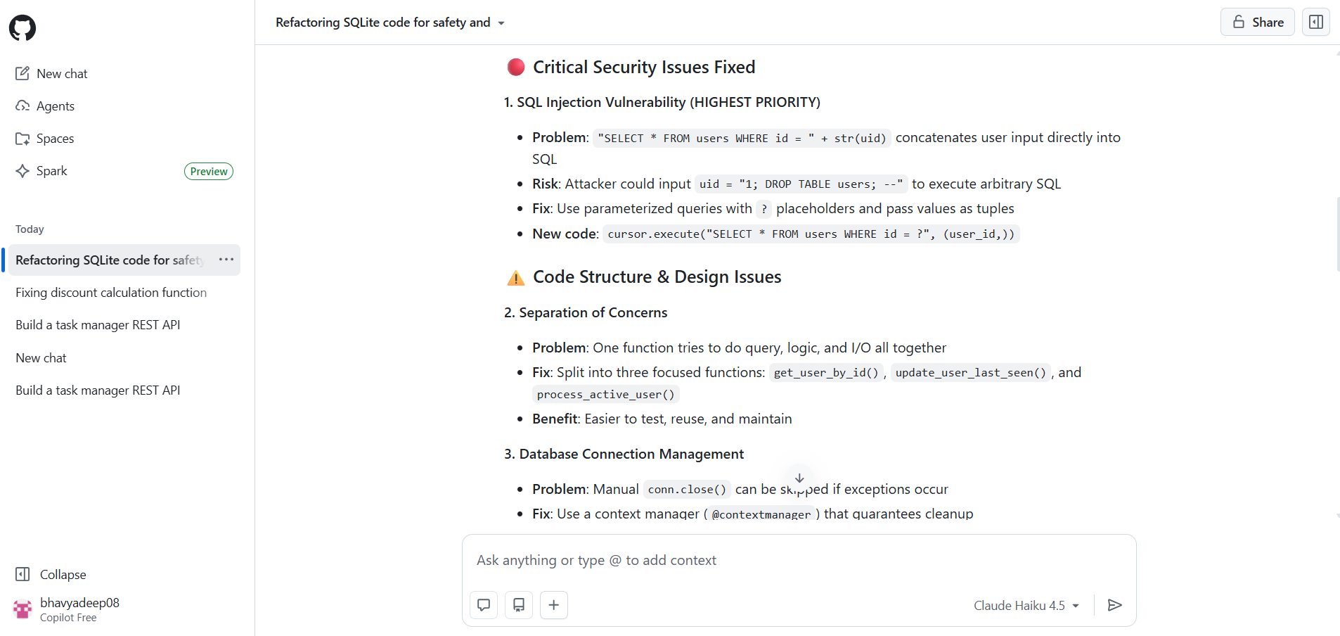 github copliot refactor messy code